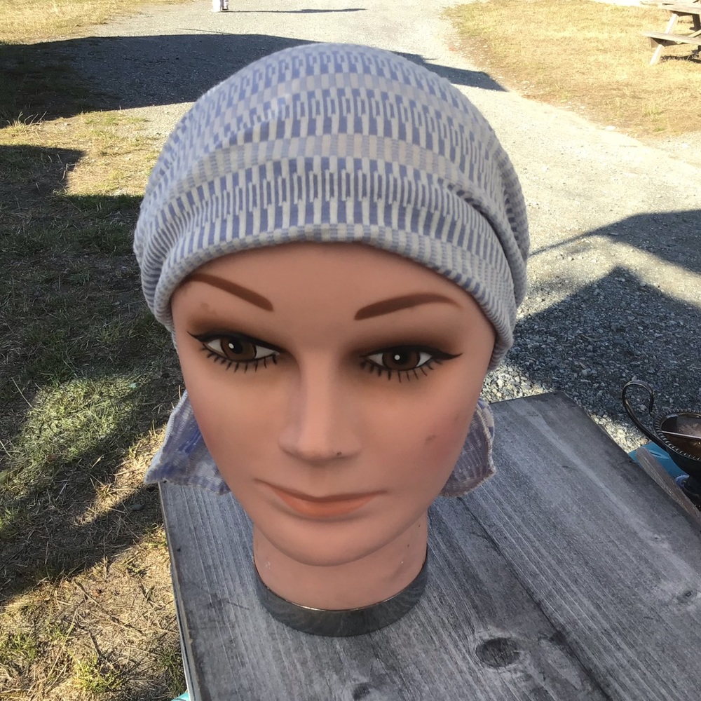 Pale Blue and White Chemo Beanies cancer and alopecia cap beanie New